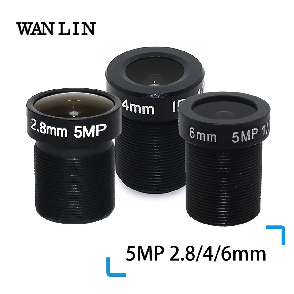 Wanlin 5MP 2,8/4/6 mm CCTV Security Camera Camera Camera M12 Aperture F2.0, 1/2,5 