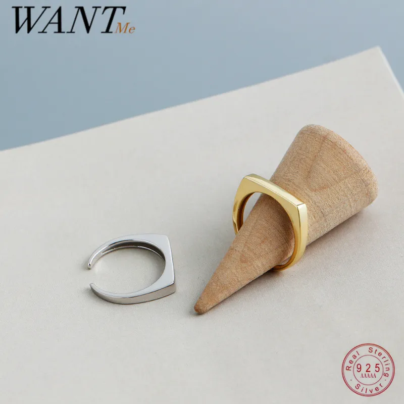 Wantme 925 Sterling Silver jednoduchý štvorcový punk ukazovák prsteň prsteň módne francúzske 18k zlaté farebné párty páry šperky