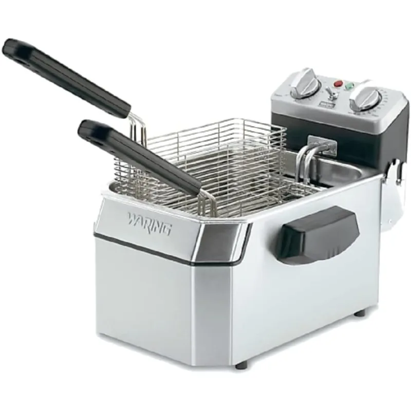 Waring Commercial WDF1000 Heavy Duty 10 lb. Single Basket Deep Fryer, zahŕňa 3 smažené koše a nočné obaly-1800W, 120V.