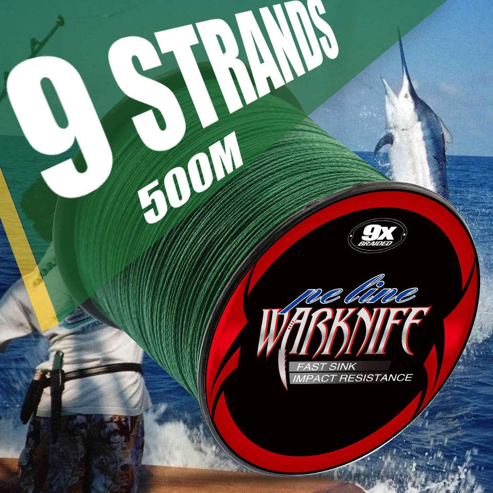 Warknife 9 pramene Silné rybárske linky PE Rybárska linka 500 m Rybársky rybársky drôt na rybársku linku Nástroj Braid