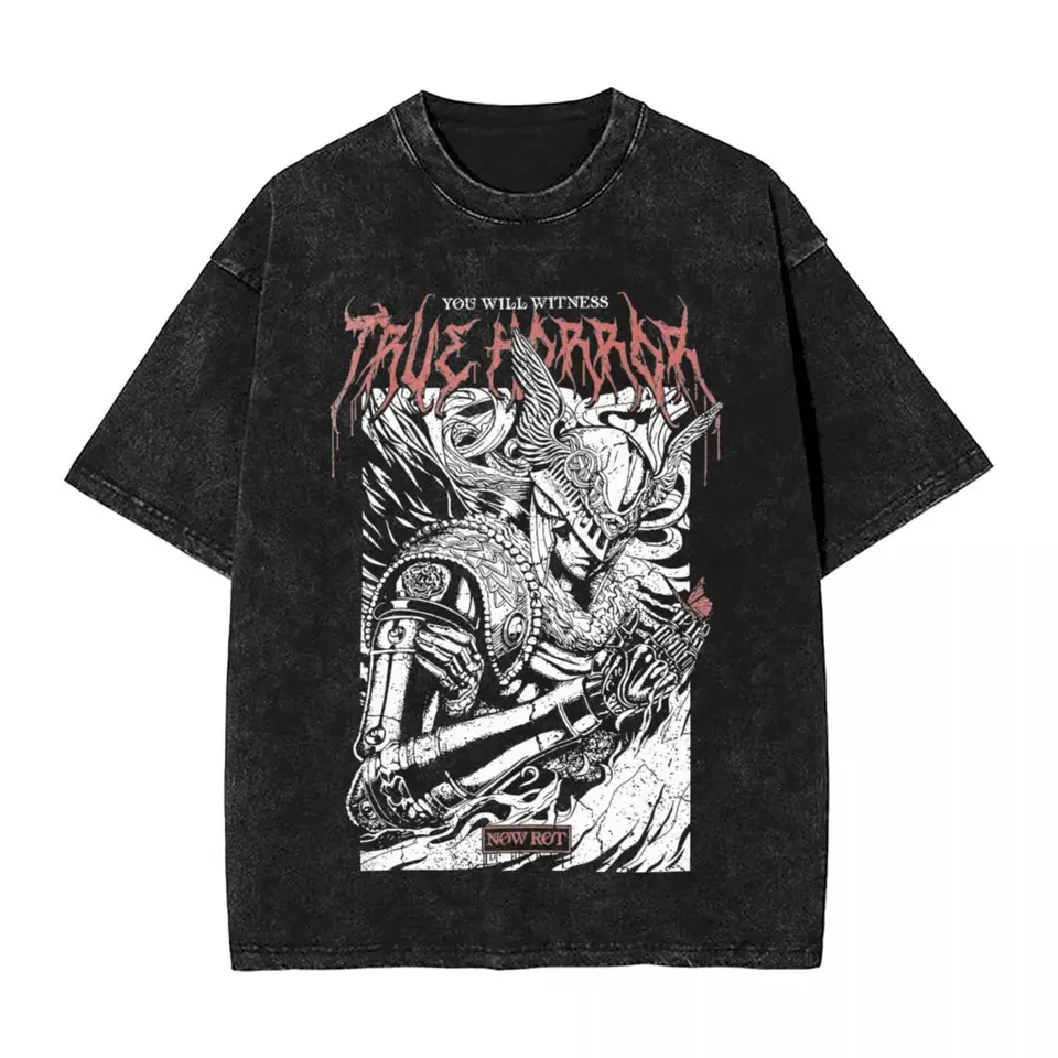 Washed T košele Elder hip hop vintage tričko Harajuku hra Streetwear krátke rukávy letné vrchol