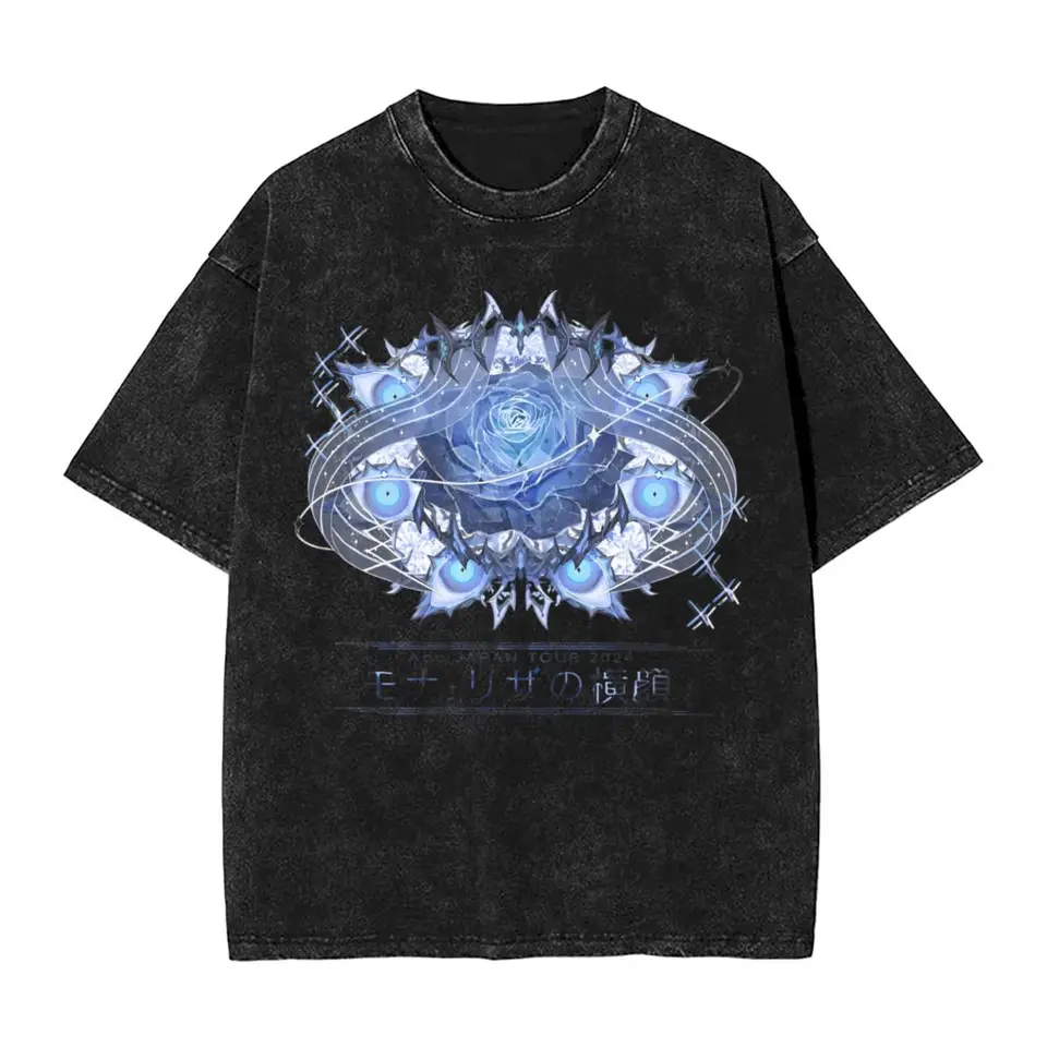 Washed T tričko Ado ružové hip hopové tričká nadmerne prevyšujú goth jrock