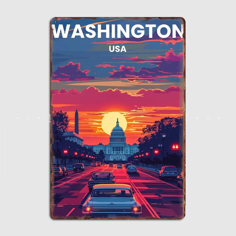 Washington Capital of USA vintage cestovná scenéria plagát kovový znak klub cín domov dekor izba dekorácie stena dekorácie