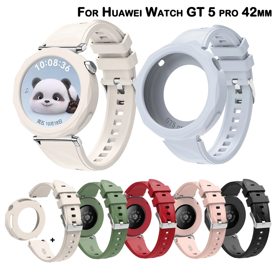 Watch Band pre Huawei Watch GT 5 Pro 42mm Smartwatch náramok s remienkom 18 mm náramok módne Soft Silikone Sport Belt s puzdrom TPU