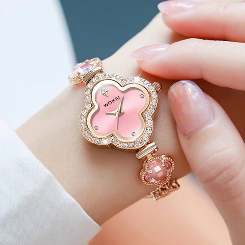 Watch Clover Four-Lef, dámske elegantné módne hodinky, univerzálne výklenky prístupné luxusné populárne hodinky Noble Noble Bracelet, reťazový darček najlepší výber