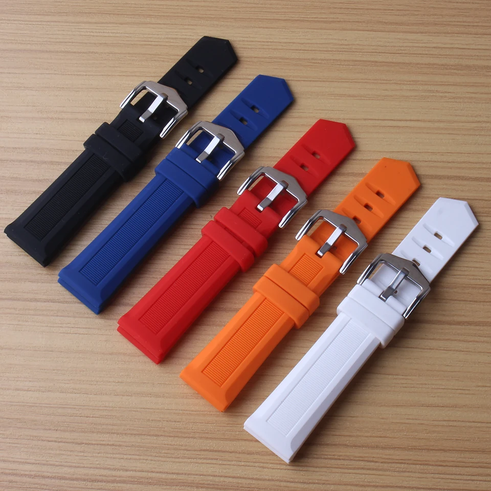WatchBand 18 19 20 21 22 mm 23 mm 24 mm 26 mm 28 mm čierna oranžová červená modrá biela silikónová gumová gumová hodinová pásy Popruhy náramky Nové náradie