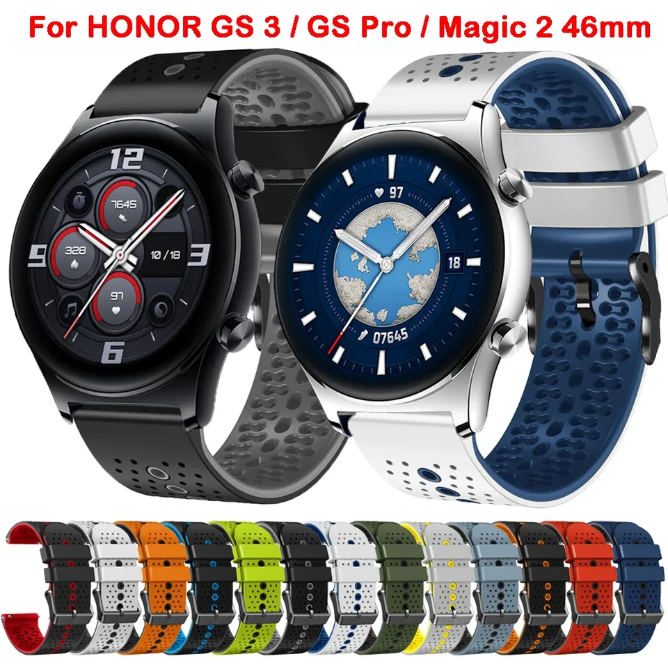 WatchBand For Honor Watch GS 3 GS3 Silikone Band popruh pre Honor GS Pro / Magic Watch 2 46 mm náramok náramkov Correa