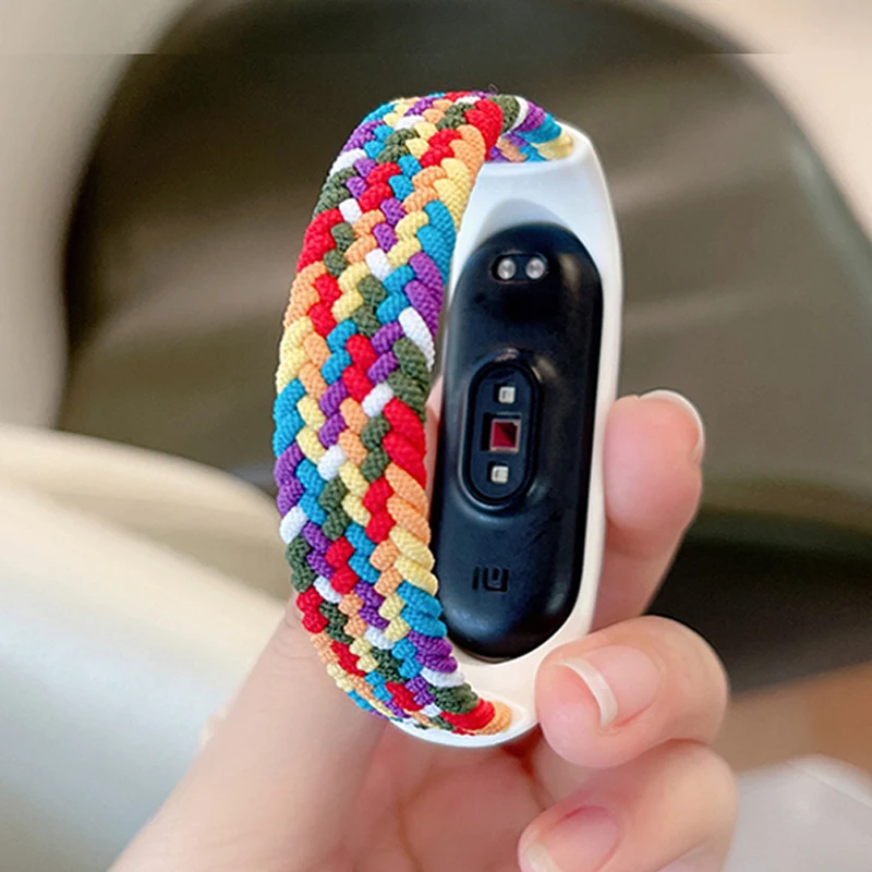 WatchBand for Mi Band 6 Strap Nylon Braided Solo Loop NFC Watch náramok Smart Miband 7 Belt Correa na Mi Band 5 6 7