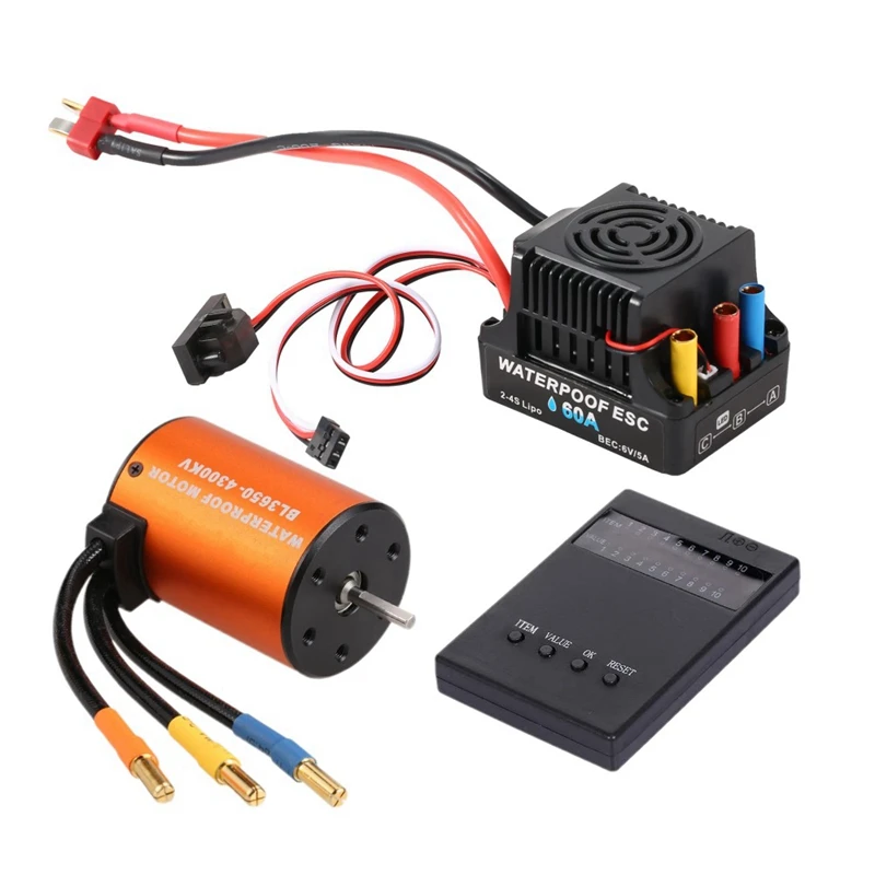 Waterproof 3650 4300KV Brushless Motor s programovacou kartou 60A 2-4S Lipo ESC