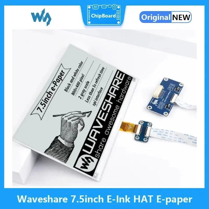 Waveshare 7,5inch e-clk hat e-papier displej 800x480 Podporuje Raspberry Pi/Jetson Nano/Arduino/STM32
