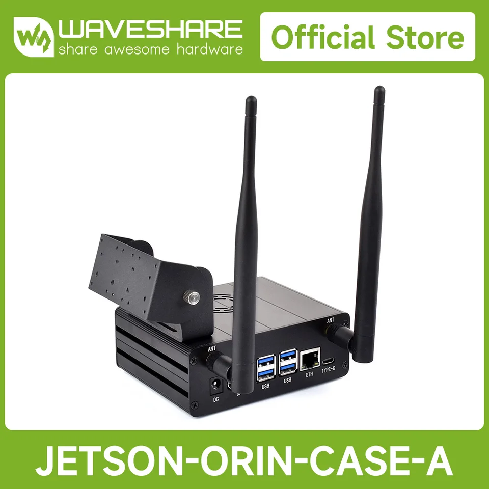 Waveshare Jetson Orin puzdro s držiakom fotoaparátu, prípadom mini-počítača vhodné pre súpravy Jetson Orin Nano a Jetson Orin NX