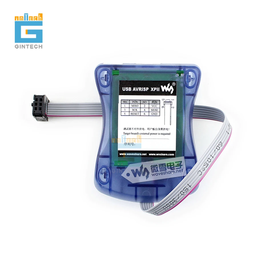 Waveshare USB AVRISP XPII AVR ISP programátor kompatibilný s AT AT AT AT AT AVRISP MKII Z ATMEL Professional In-System Programátor
