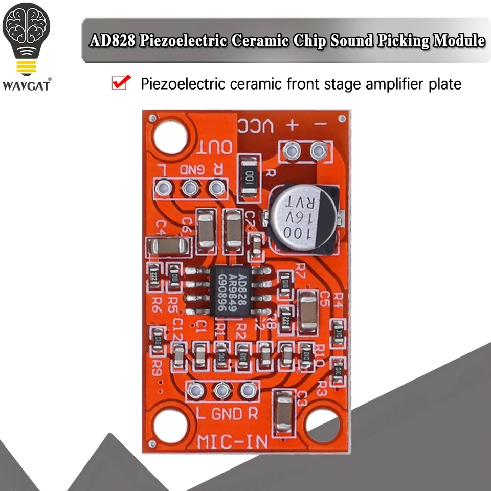 WavGAT DC 3.8V-15V AD828 Stereo Dynamic Microfón predzosilňovacia doska MIC predzosilňovacia doska predzosilňovača