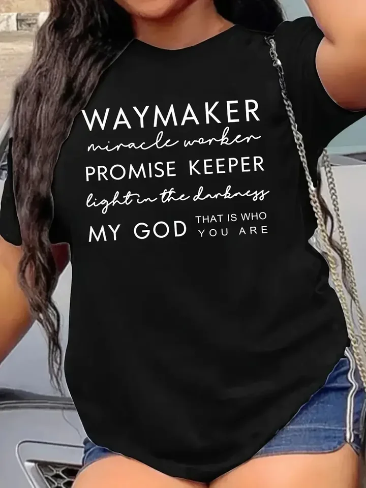 Waymaker Promise Keeper Print posádka krk grafické tričko Tričko Solid s krátkym rukávom Dámske topy harjuku dámske oblečenie