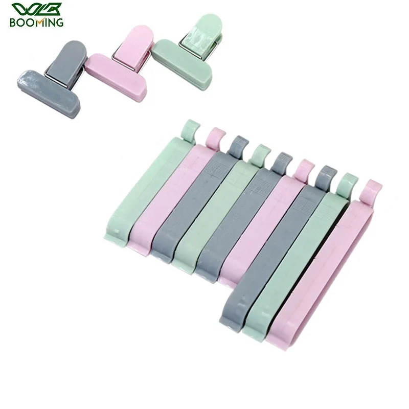 WBBOOMING 12ks/šarža jedla Snack Storack Stope tesniace vrecká Clips Turner Clamp Clips Clips kuchynské náradie