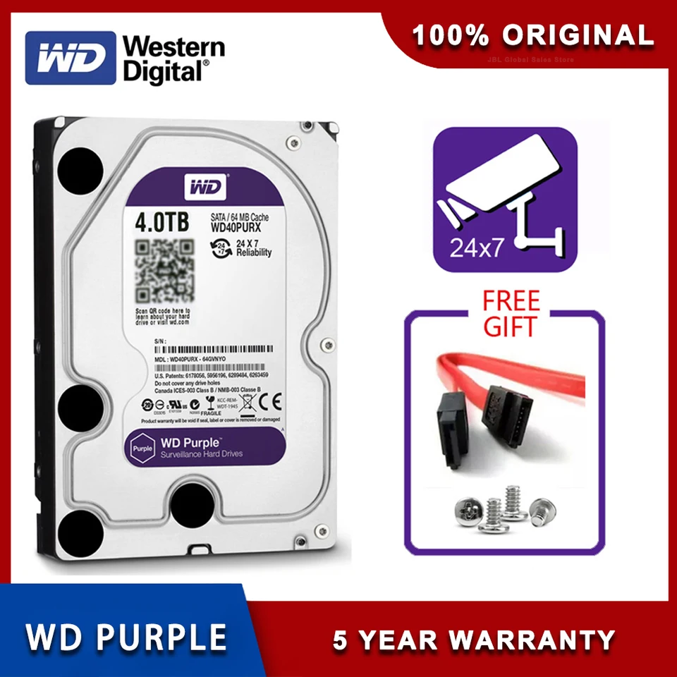 WD Purple 4TB Sledovanie Interný disk pevného disku 3,5 
