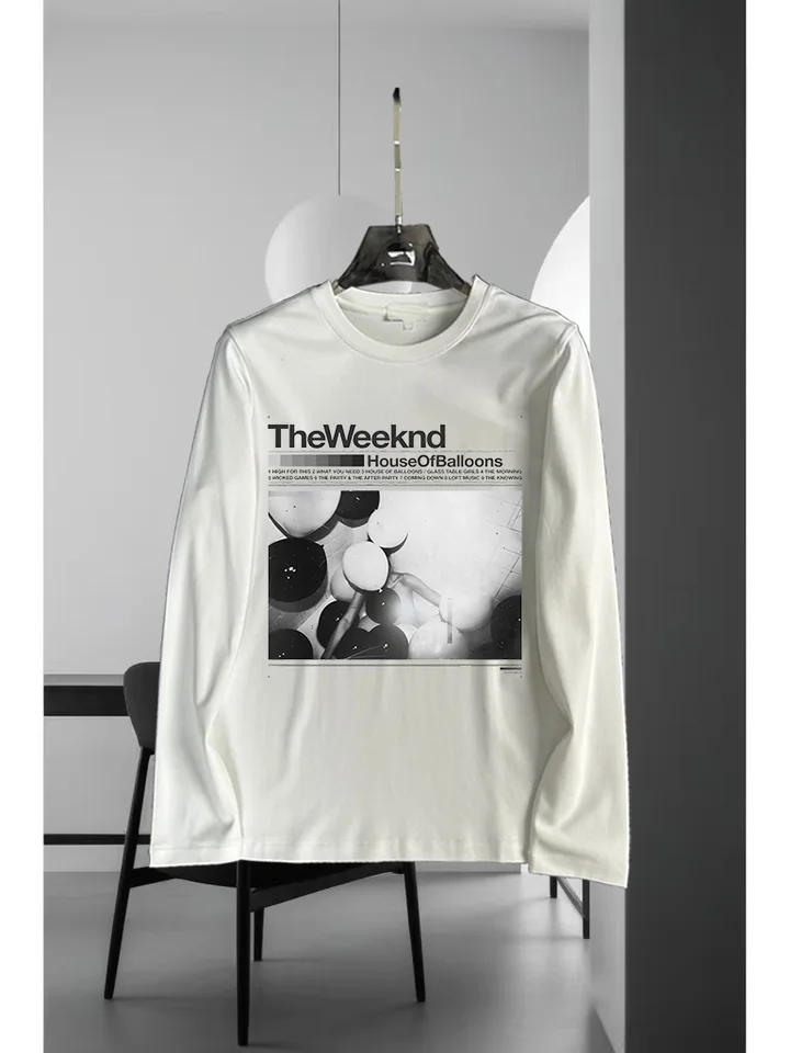 Weeknd vytlačené americké trendy móda s dlhým rukávom s dlhým rukávom pre mužov a ženy