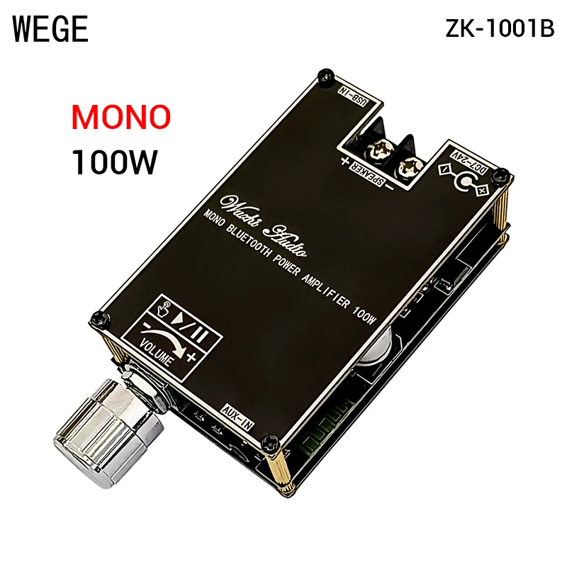 WEGE ZK-1001B 100W MONO BT Audio Power Amplifier Board Modul TPA3116D2 Amp True Wireless Wuzhi Audio App Music Music