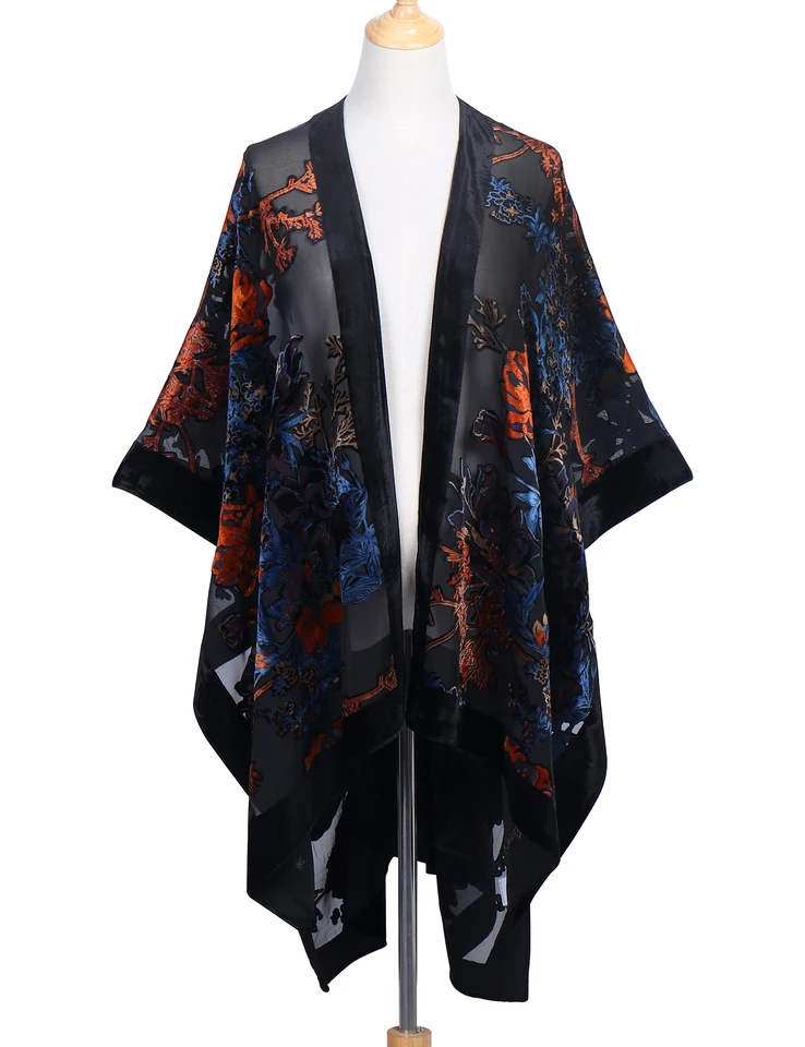 Wehello vyhorenie Velvet kimono pre ženy pláž Cardigan Cover Up Up bez Tassel dovolenky Casual Shawl Holiday Dropship JYPF-35