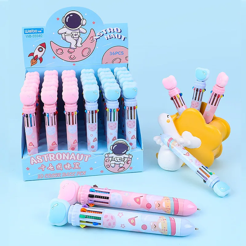 Weibo Cartoon Cartoon Space Bear Desaťfarebné guľôčkové pero roztomilé tlače Color Notebook Graffiti Pen Multifarebné v jednom