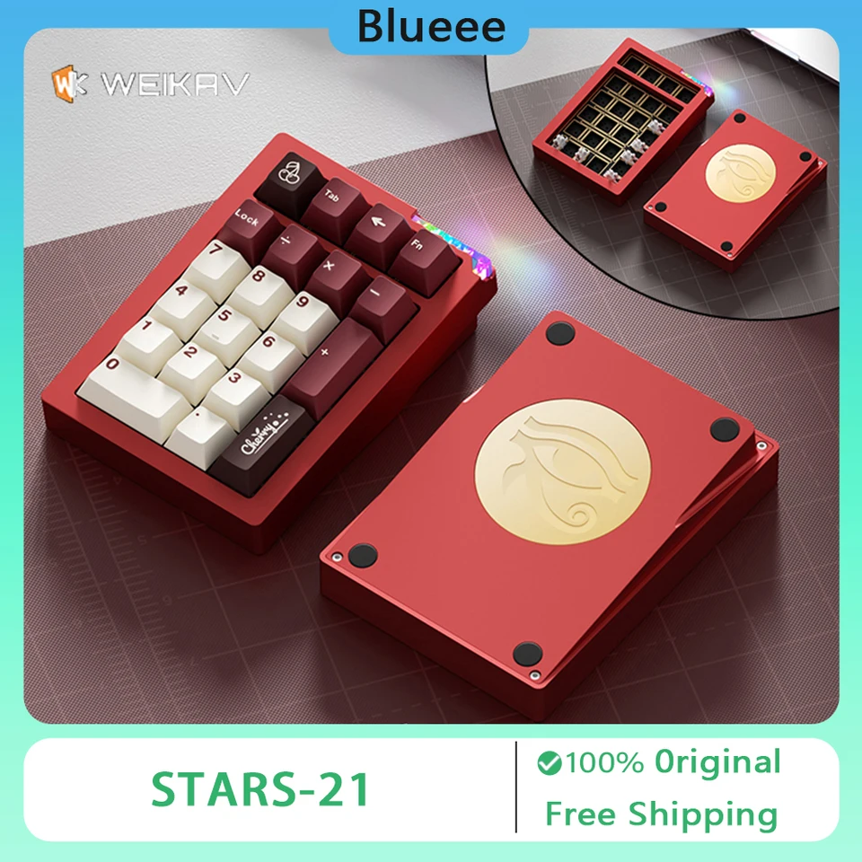 Weikav Stars21 Pad Numeric Keyboard Kit Hliníková zliatina Tri režim Mechanická klávesnica prispôsobená Hot Swap Game PC Príslušenstvo