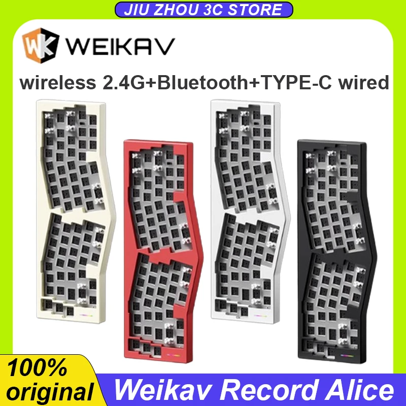 Weikav zaznamenajte Alice Wireless Mechanical Keyboard Súprava hliníková zliatina Bluetooth Troj režim 68% RGB tesnenie na vlastnú hernú klávesnicu
