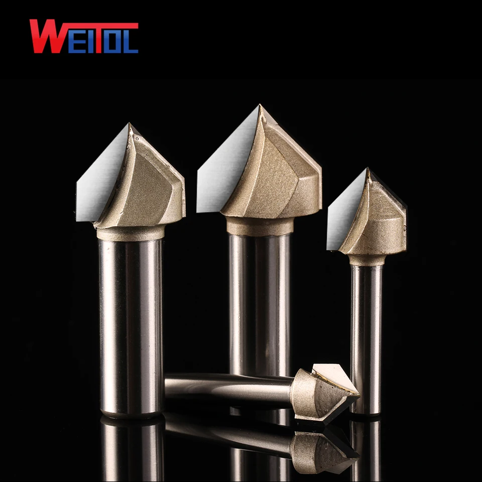 Weitol 1pcs 1/2 alebo 1/4 palca karbid v groove Cutter Woodworking Tools CNC Router Bits for Wood Resising Tool