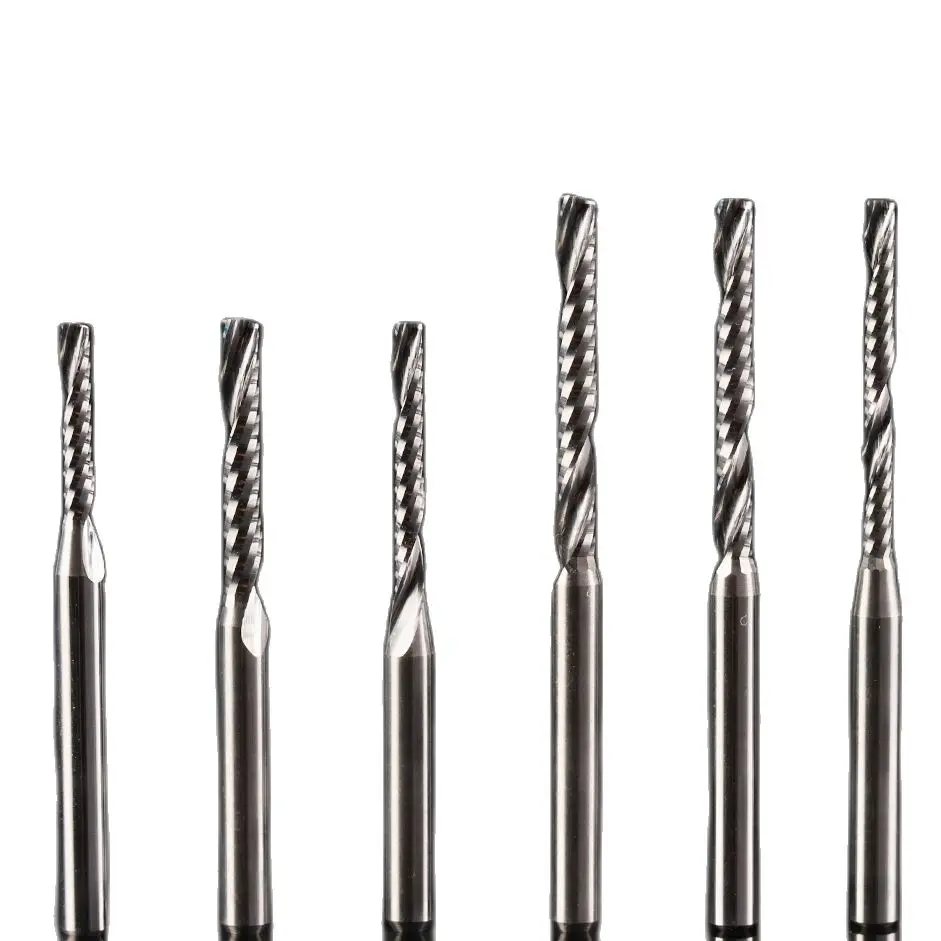 Weitol Doprava zdarma n 10 ks 3,175 mm Malý priemer single flautu bit karbid koncový mlyn cnc router bity pre akrylové rezanie bit