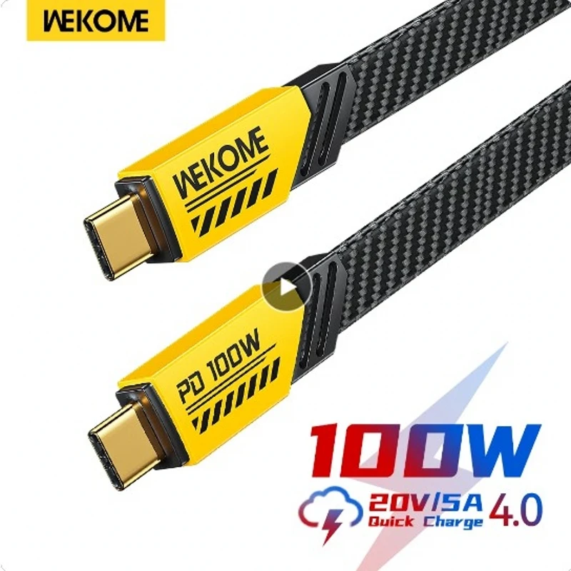 WEKOME TYPU C TYP TYP C 100W Mecha štýlu C Rýchle nabíjanie kábla USB A až USB C Datový kábel pre iPhone Samsung Xiaomi OnePlus