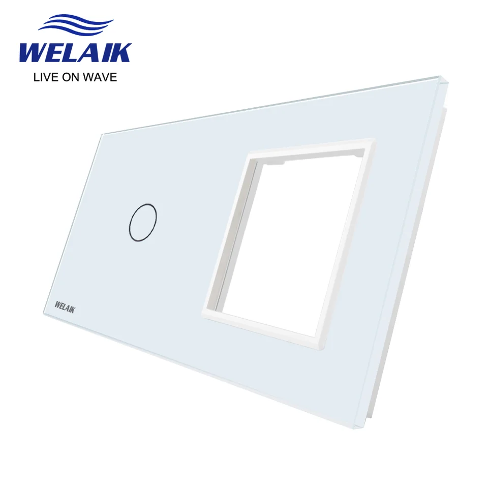 WELAIK EU 2FRAME 151*80 mm stena dotykového prepínača zásuvku štvorcový otvor Templeovaný sklenený sklenený panel iba diely pre domácich majstrov A2918W1