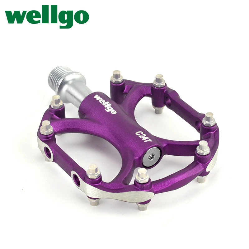 WellGo C247 Bicykel 3 ložiskové pedály pre vtáky skladacie bicykle MTB CRA-MO TI vretená CNC CNC Hliníkové zliatiny Body s protišmykovými špendlíkmi
