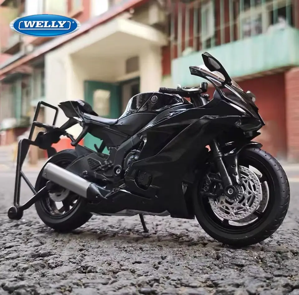 Welly 1:12 Yamaha YZF-R6 Zliatinový závodný motocykel Model Diecast Metal Street Street Motorbike Model Collection