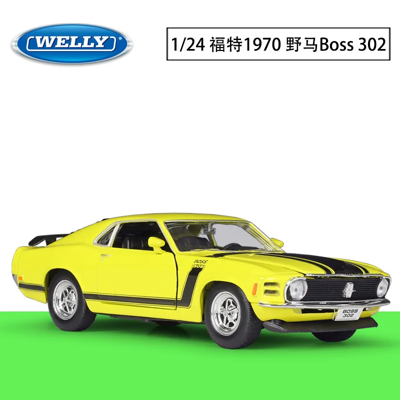Welly 1:24 1970 Ford Mustang Boss 302 Imitácia zliatiny Model hotových výrobkov Hračky Hračky Zberateľné príslušenstvo