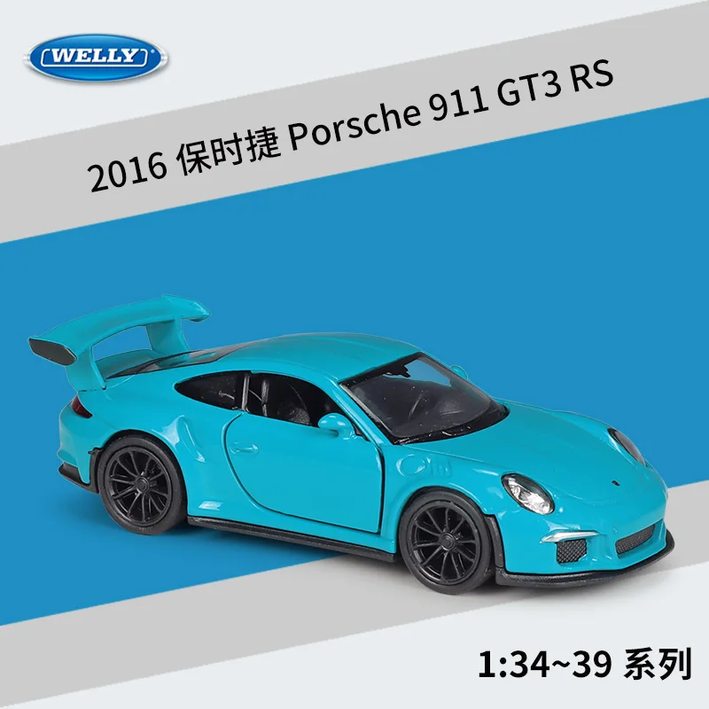 Welly 1:36 2016 Porsche 911 GT3 RS Zliatina športových automobilov Diecasts Metal Hray Model Model Pull Back Simulation Darčeky B58