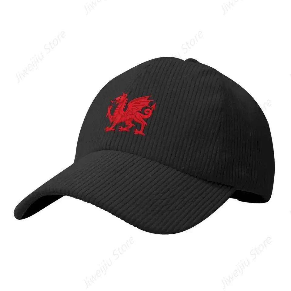 Welsh Dragon Corduroy Baseball Cap Termal Visor Hard Hat Letné turistické klobúky Žena pánsky