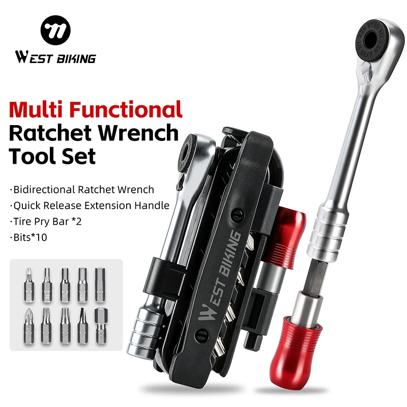 Westbiking Bicycle RPAir Tools Kit Súprava Multifunkčná račňa kľúča pneumatika sada prenosných príslušenstva pre núdzové opravy nástrojov