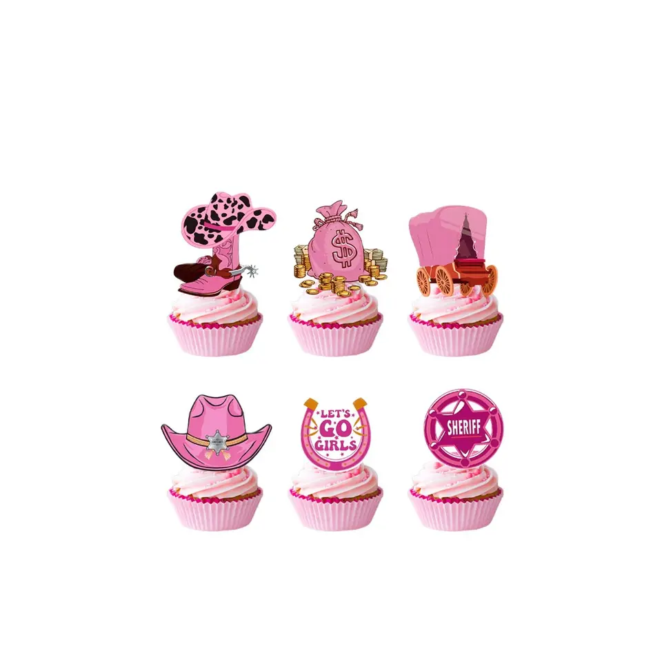 Western Cowboy alebo Cowgirl Hat a Boot Cupcake Toppers, dekorácie narodeninových tortov, Rodeo Cupcake Picks, špáradlo pre bábätká