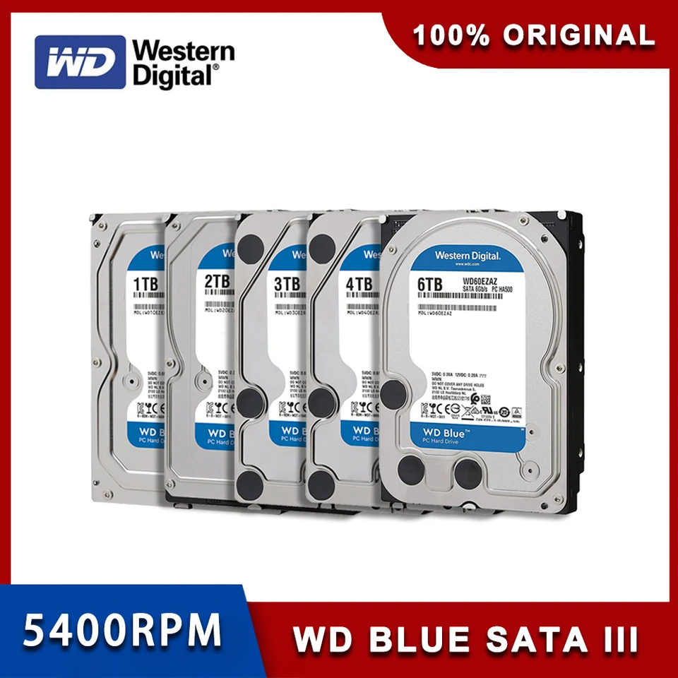 Western Digital WD Blue 1TB 2TB 4TB 6TB HDD Disk Disk SATA III 256MB CACHE 5400RPM 3,5 