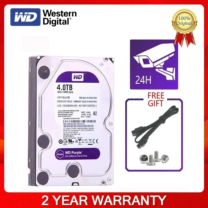 Western Digital WD Purple HDD 1TB 2TB 3TB 4TB SATA 6.0 GB/S 3,5 