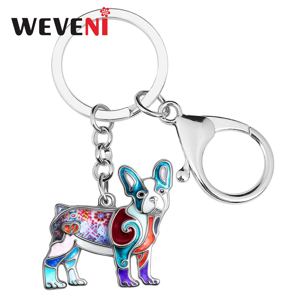 Weveni smalt zliatiny kvetinové roztomilé francúzske buldogové keychains car tašky keyrings maznáčiky milovníci módne šperky pre ženy darčeky