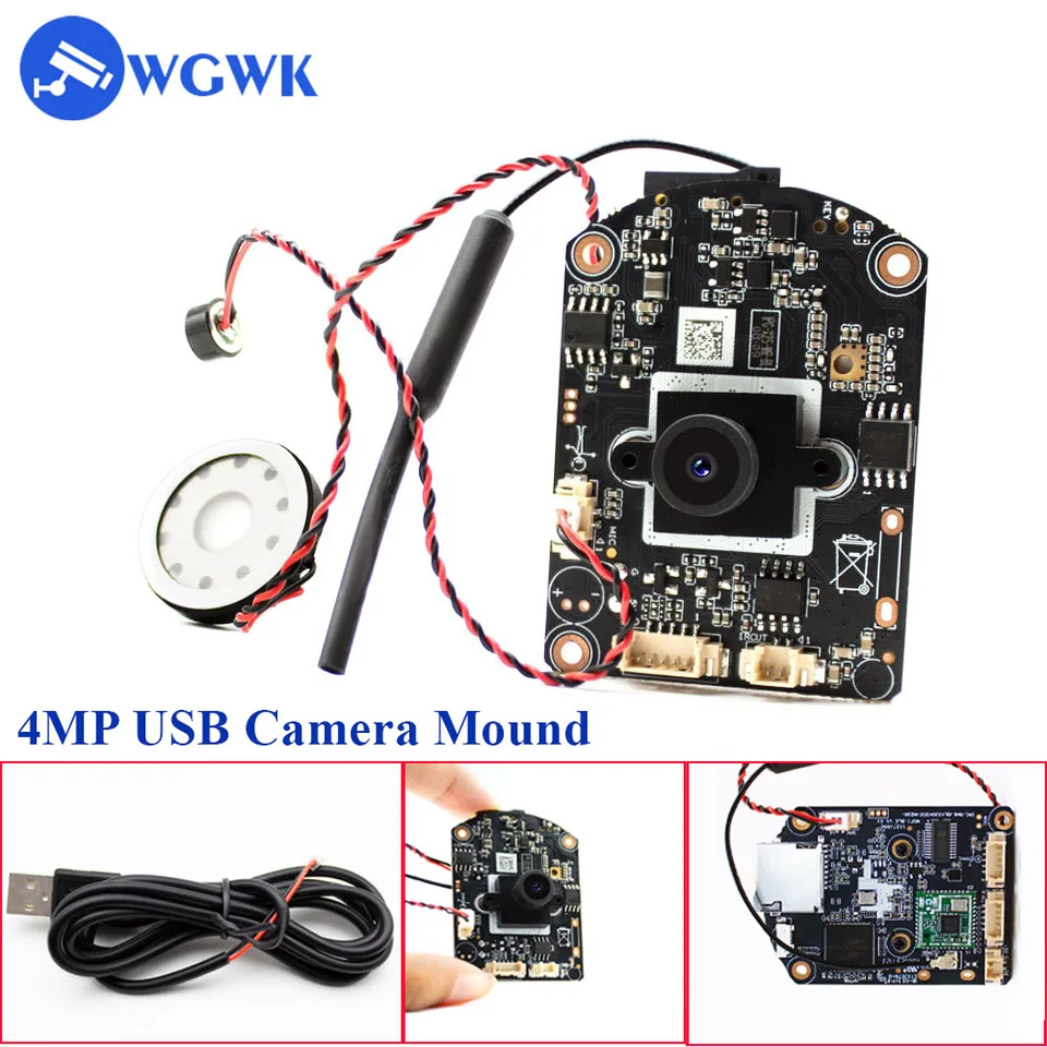 WGWK HD 4MP Mini WiFi Camera Camera Modul USB Wireless Security Surveillance IP Camera 25fps Bluetooth WebCam Board s mikrofónom