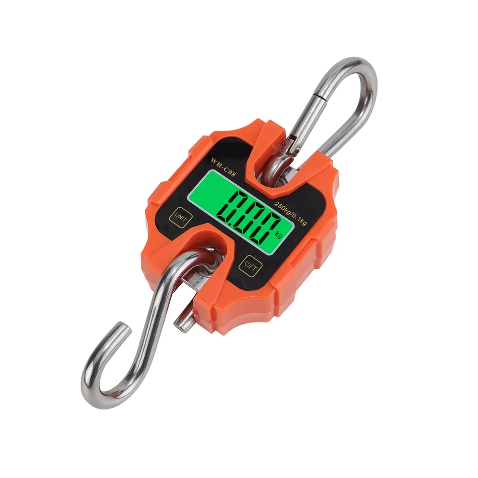 WH-C08 Prenosná elektronická stupnica Lov Lov Hanging Priemyselná stupnica Mini Hook Scale 250 kg/0,1 kg ABS Material Kg/lb/jin jednotka