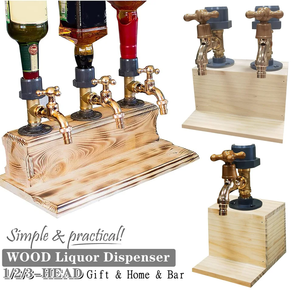 Whisky Wood Liquor DispenSer 1-3 hlava, koktail víno alkoholový nápoj Shot For Day Day Prázdniny darčekový likér Dávkovač nápojov