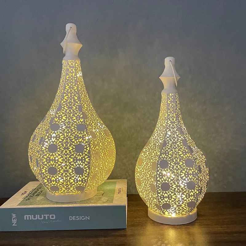 White Hollow LED LED veterná lampa lampa domáceho stola dekorácia pre Eid Mubarak Ramadan Kareem narodeniny svadobné oslavy ozdoby