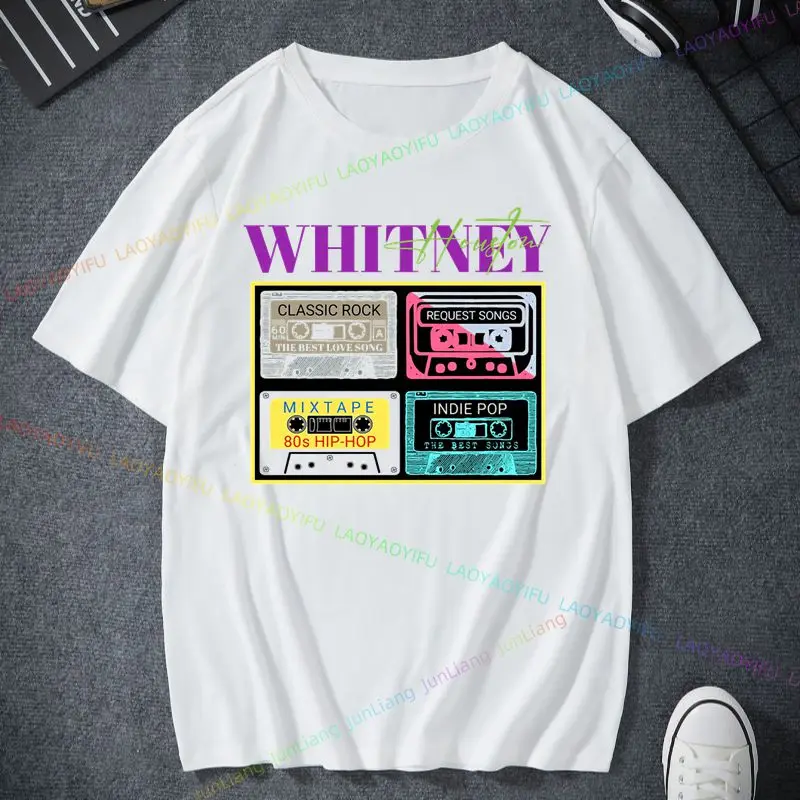 Whitney Houston a Bella Canvas Print Tričko Unisex nadmerne veľkú košeľu s krátkym rukávom Pohodlné priedušné každodenné oblečenie