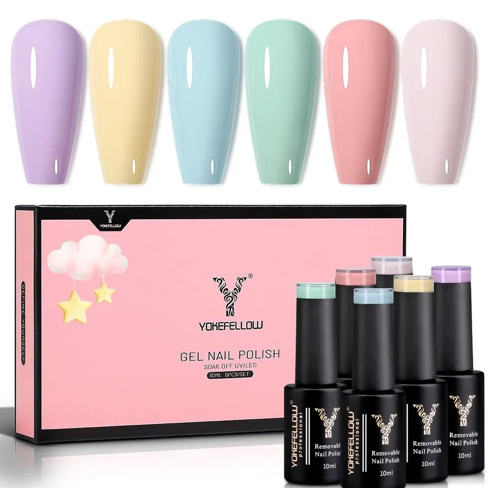WHOREFLELL 6KS Pastel gél na nechty leštiny Set Spring letný gél letný gél lak makarón sladká farba Sladká farba mäkká ružová žltá fialová gélová lak