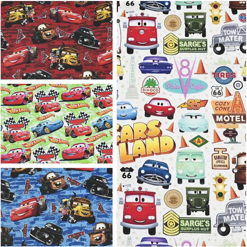 Wide110 cm Disney Cars Cotton Tkanina Tkanivové šitie prešívané prešívanie automobilu Materiál DIY ručné remeslo