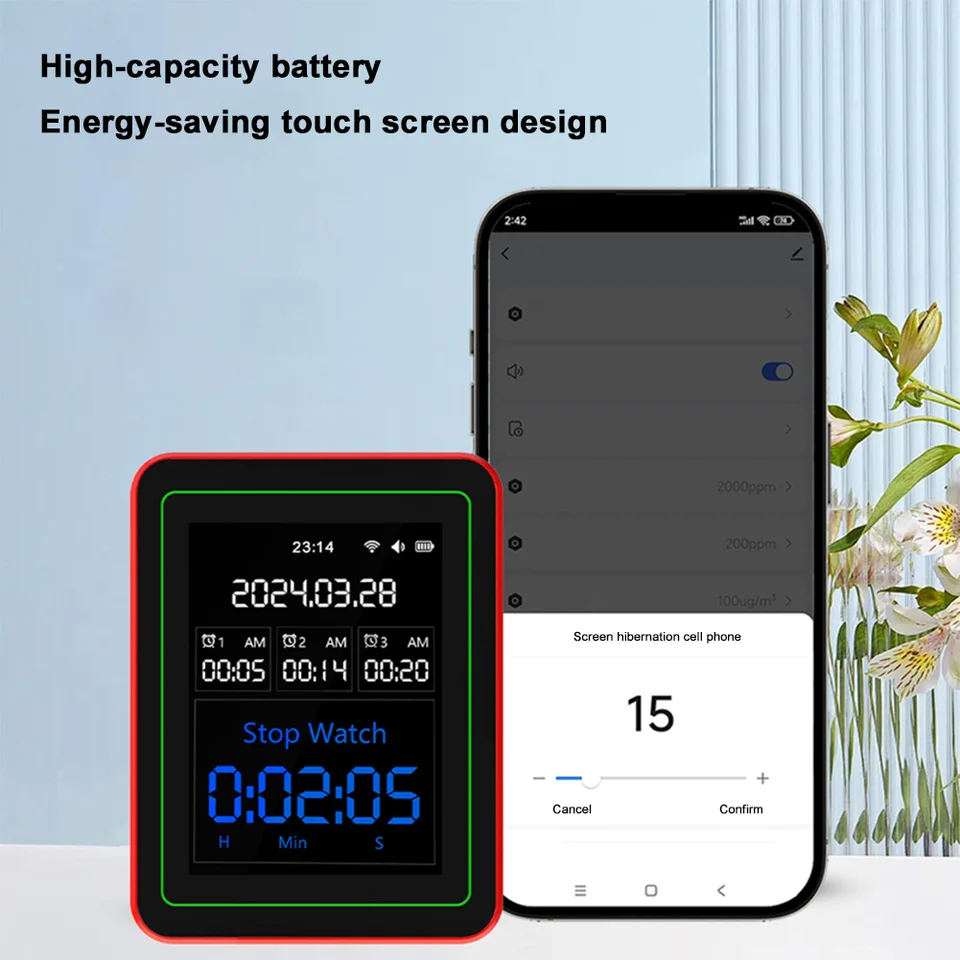 WiFi 15 v 1 Interný ovládací monitor ovládacieho monitora ovládacieho prvku APP prenosný AQI PM0.3 PM1.0 PM2.5 PM10 Tester Household CO CO2 TVOC HCHO tester