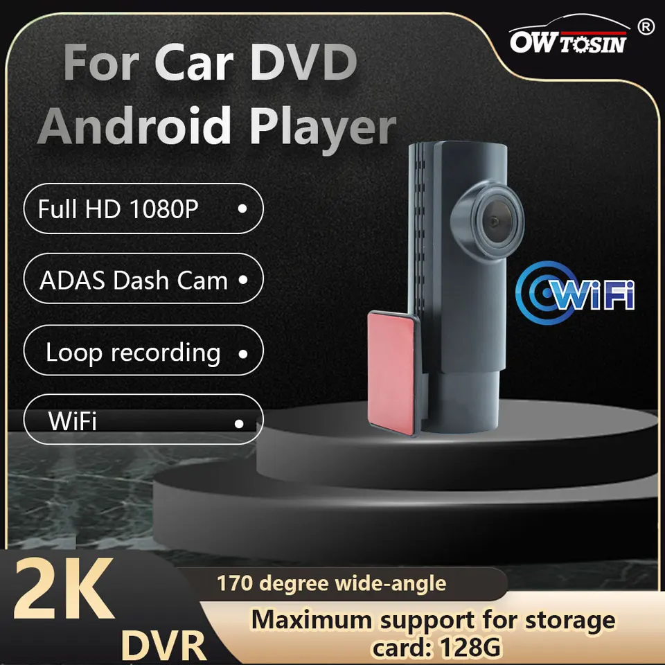 WiFi HD 1080p ADAS 2K DASHCAM CAR DVR COMERABER Recorder pre Android Radio Player navigačnú jednotku hlasový alarm videa