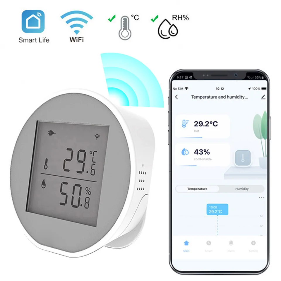 WiFi Indoor Hygrometer Práca s inteligentným životom Alexa Google Home Assistant Teplota Vlhkosť Monitor
